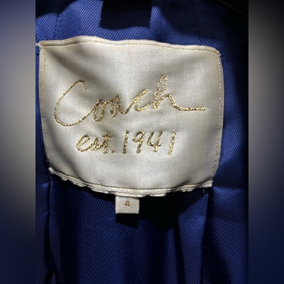 524. Coach Elegant Black and Navy Blue Double-Breasted Women's Coat - Picture 5 of 6